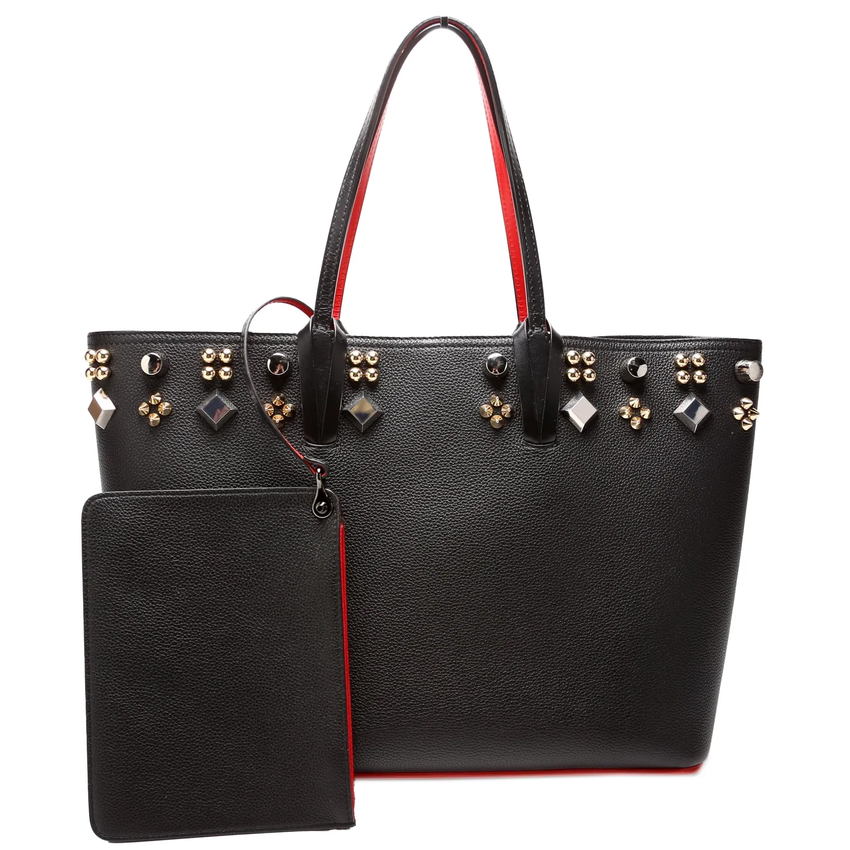 Cabata Empire Spike Tote with Pouch Leather Black