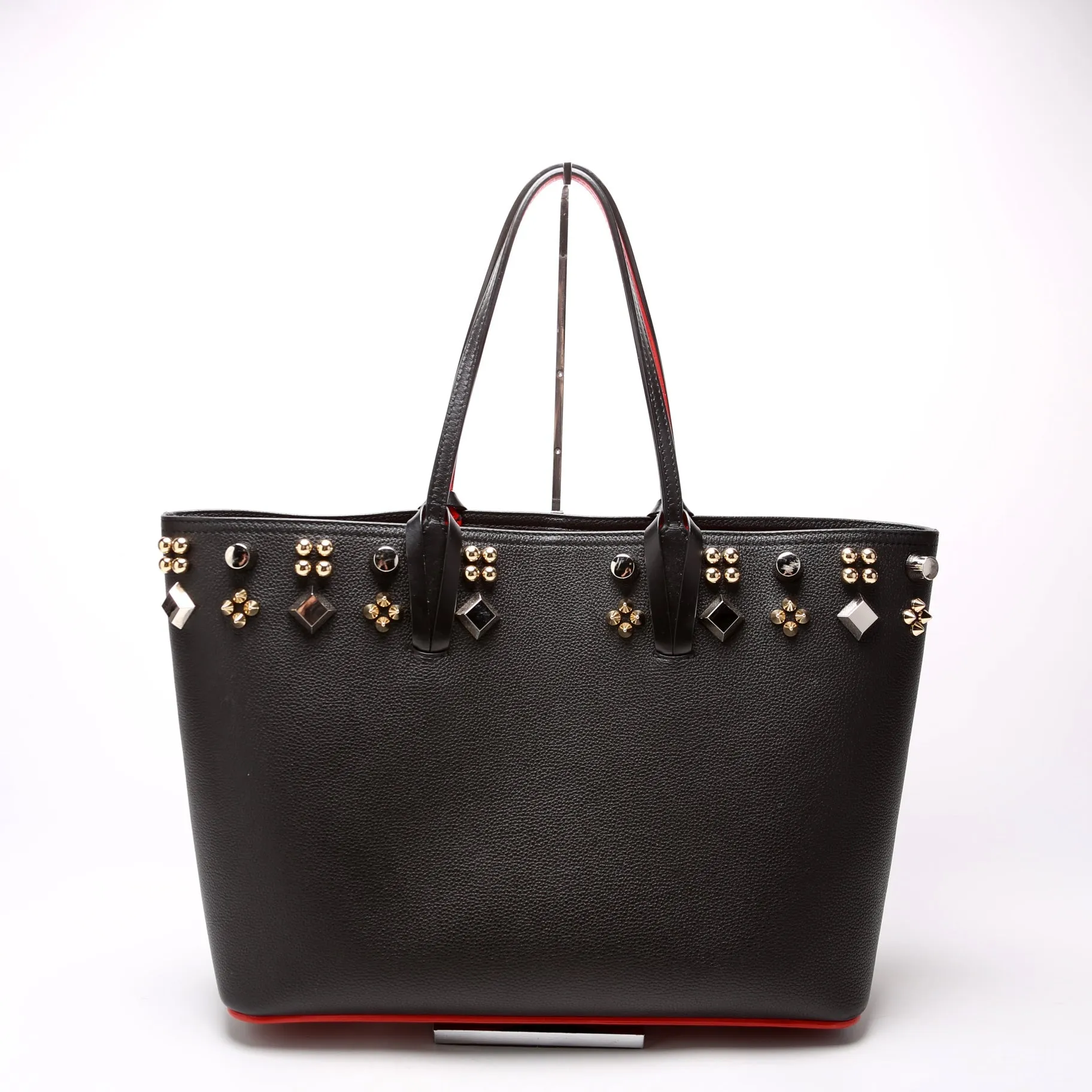 Cabata Empire Spike Tote with Pouch Leather Black
