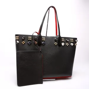 Cabata Empire Spike Tote with Pouch Leather Black
