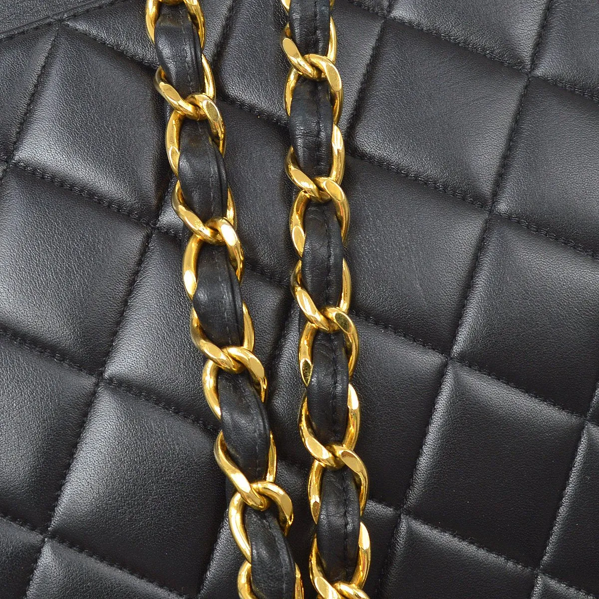 CHANEL 1991-1994 CC Flap Maxi Black Lambskin 61273