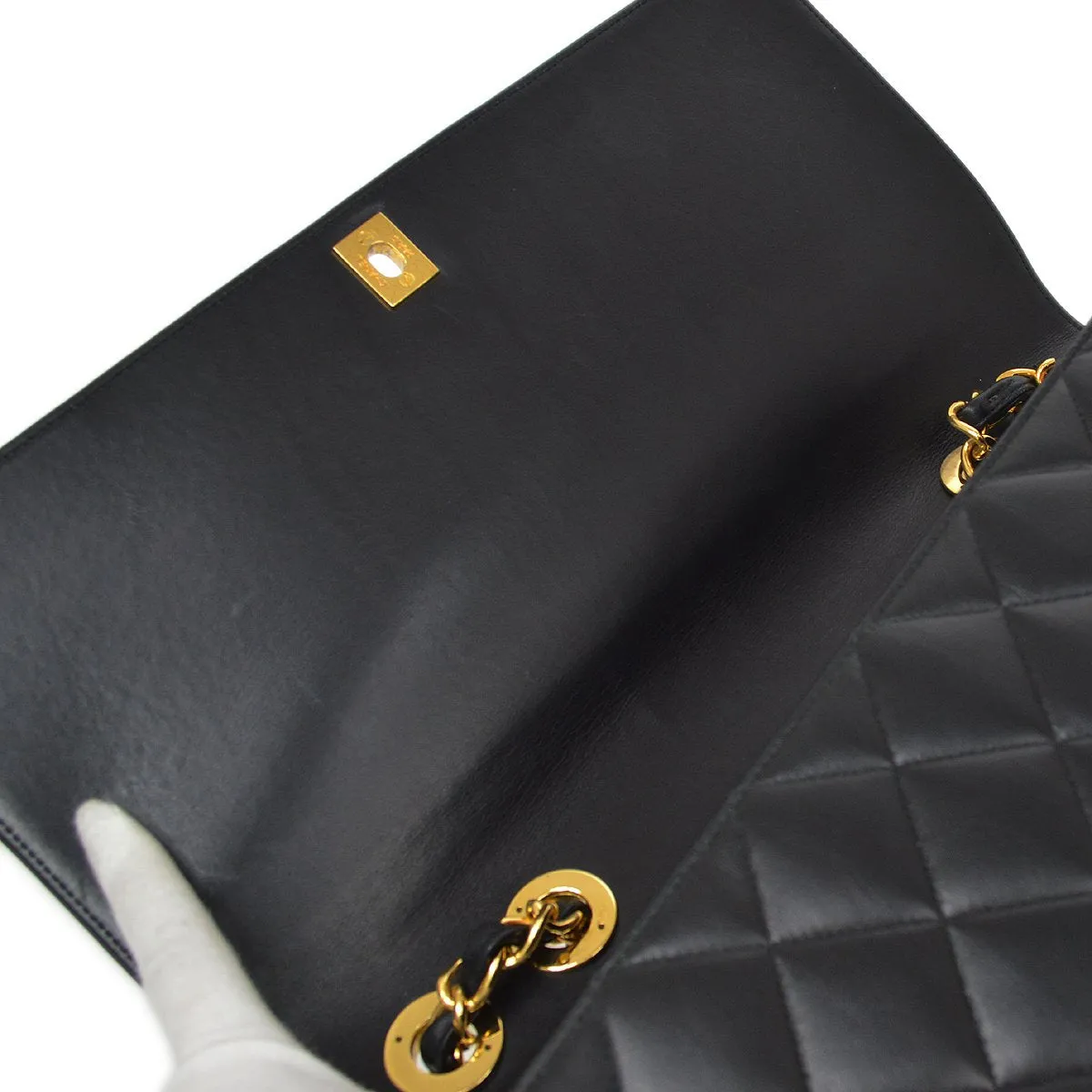 CHANEL 1991-1994 CC Flap Maxi Black Lambskin 61273