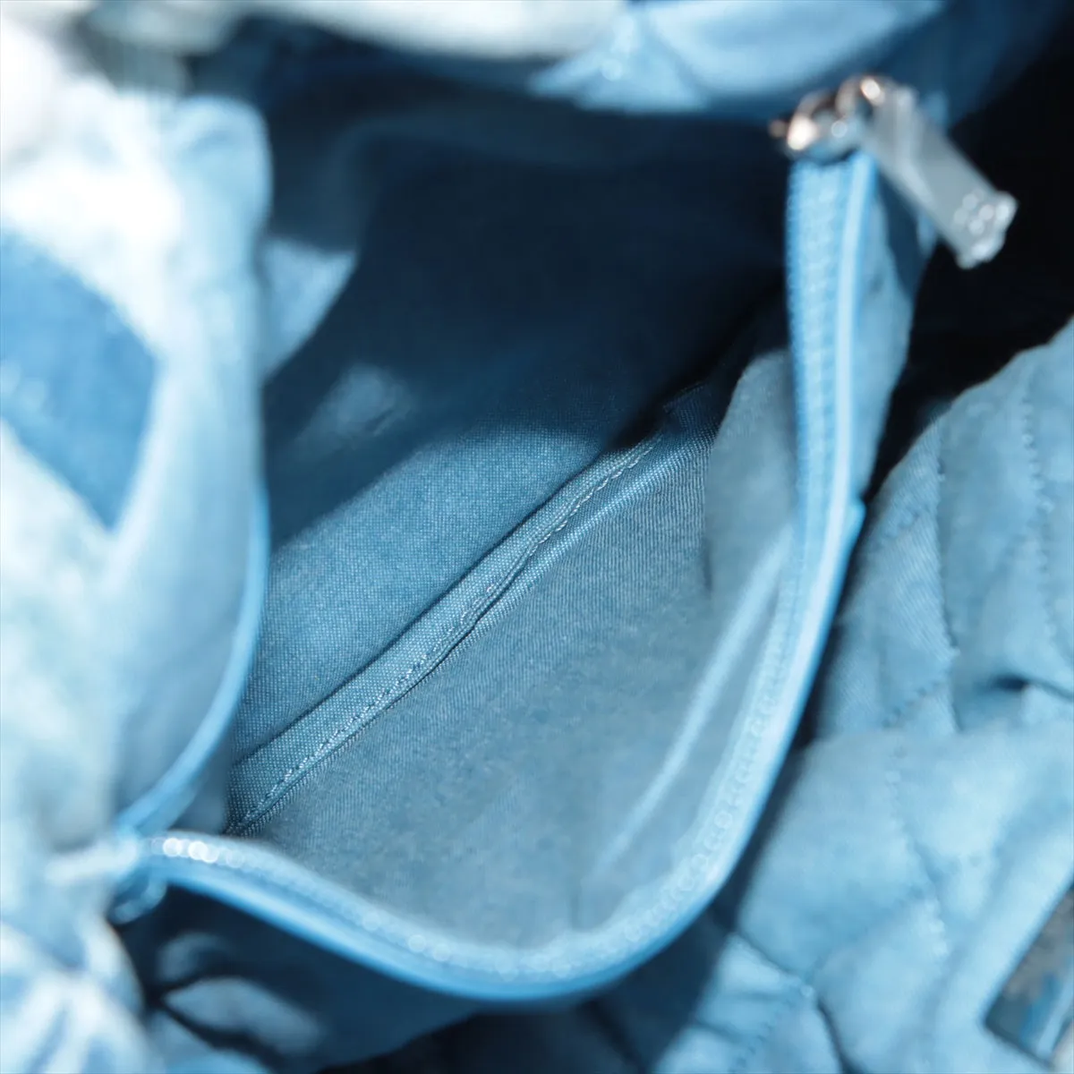 Chanel 22 Backpack Denim Chainsaw Blue Silver  AS3859