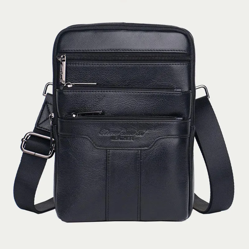 Messenger Bag For Men Three Styles Pockets Leather Crossbody Bag