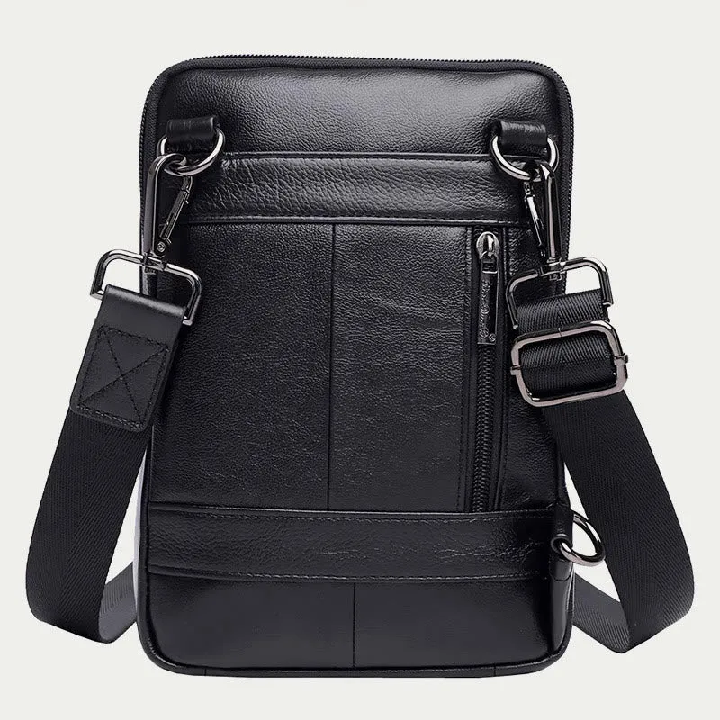 Messenger Bag For Men Three Styles Pockets Leather Crossbody Bag