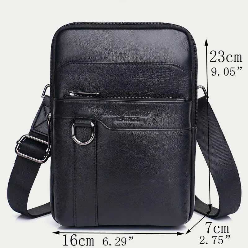 Messenger Bag For Men Three Styles Pockets Leather Crossbody Bag