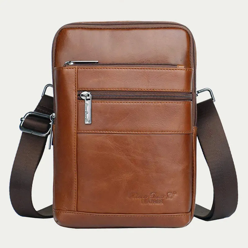 Messenger Bag For Men Three Styles Pockets Leather Crossbody Bag