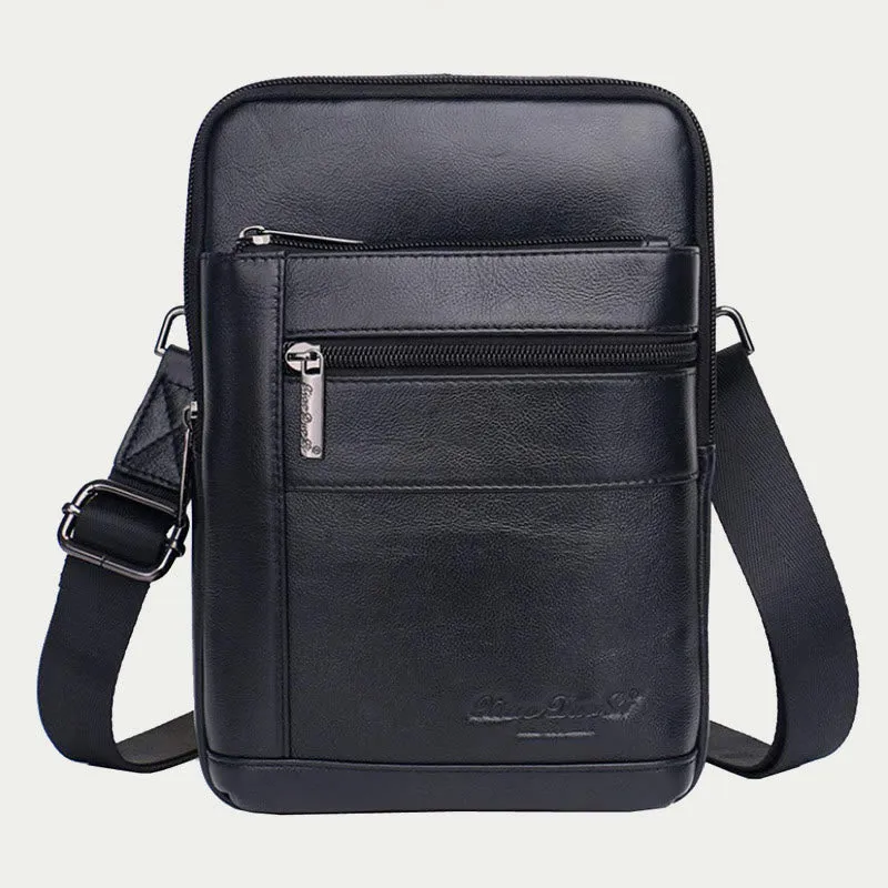 Messenger Bag For Men Three Styles Pockets Leather Crossbody Bag