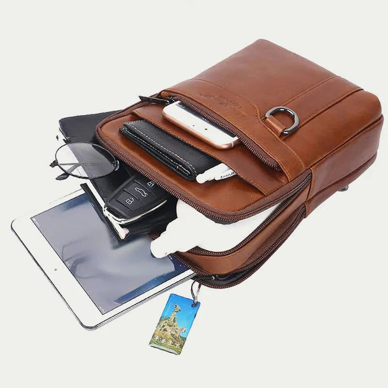 Messenger Bag For Men Three Styles Pockets Leather Crossbody Bag