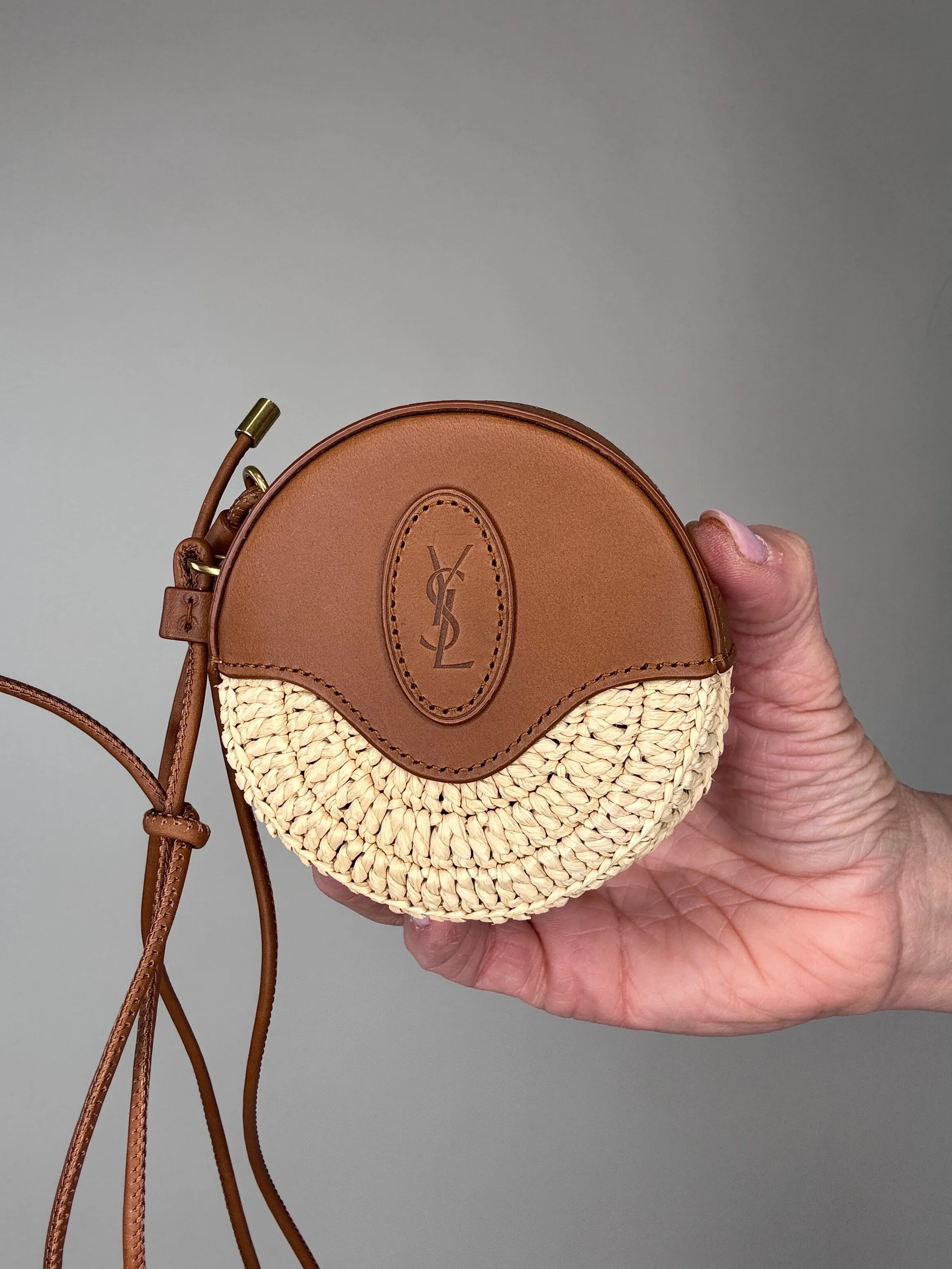Saint Laurent Paris Cassandra Raffia Crossbody Pouch