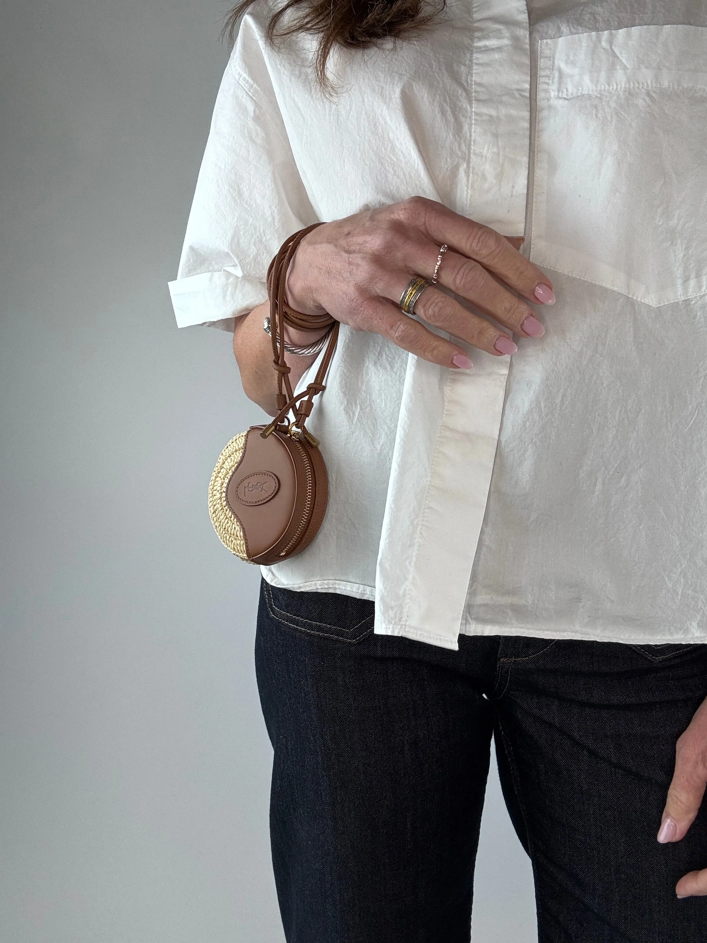 Saint Laurent Paris Cassandra Raffia Crossbody Pouch
