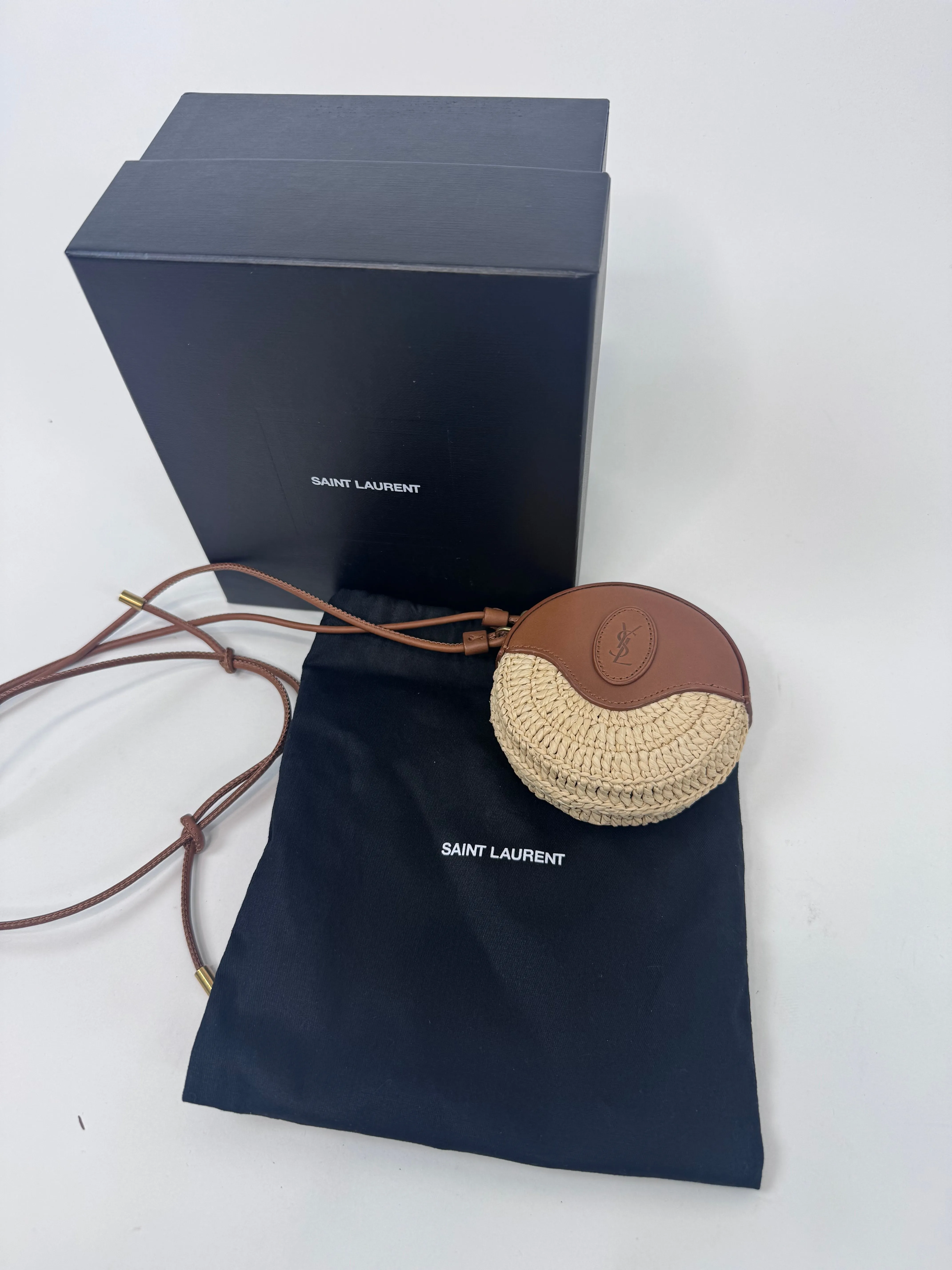 Saint Laurent Paris Cassandra Raffia Crossbody Pouch