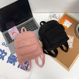 UAKISS  -   Corduroy Mini Backpack Women Small Minimalist Vintage Daypack Student Versatile School Bags Girls Travel Pack Rucksack