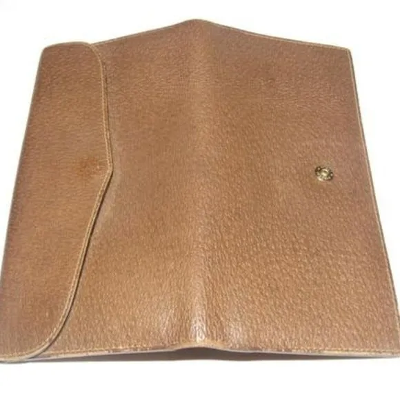 Vintage Gucci Brown Leather XL Wallet Change Purse