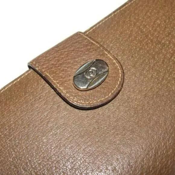Vintage Gucci Brown Leather XL Wallet Change Purse
